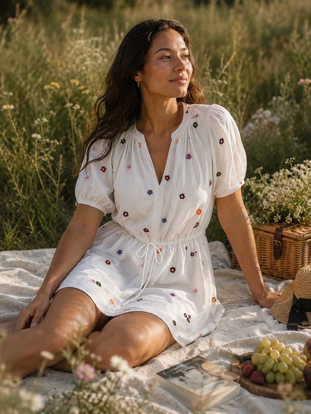 Velvet by Graham & Spencer Anthropologie Cleo Embroidered White Mini Dress L